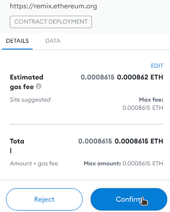 Screenshot showing MetaMask asking you to confirm the transaction.